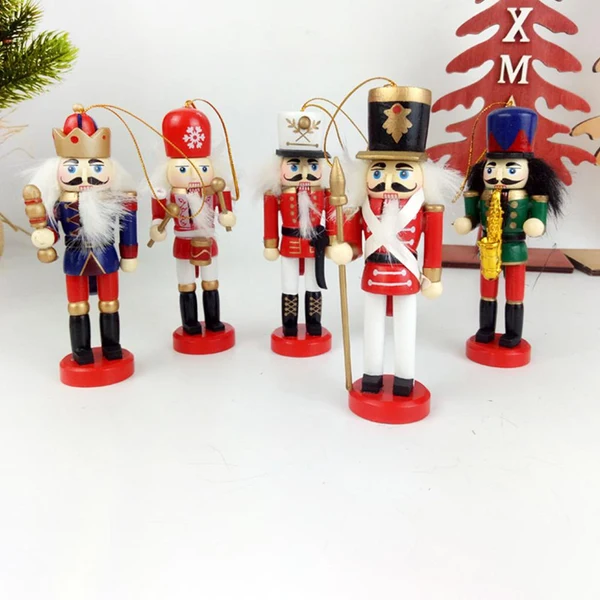 Easy-to-Use Maxbell 5xWooden Christmas Hanging Decor Nutcrackers Handcraft for Lawn Garden Party Organic