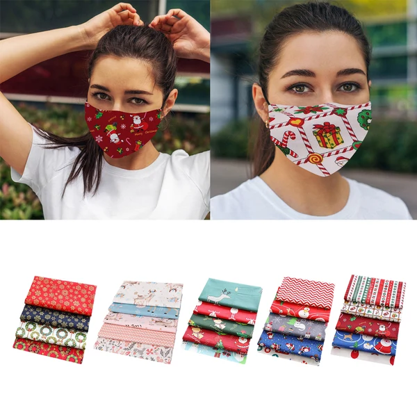 High-Performance Maxbell 5Pc Christmas Cotton Fabric Printed for Sewing Patchwork Santa Luxury