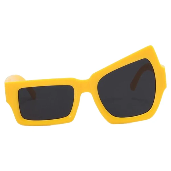 Fashionable Maxbell Party Sunglasses Vintage Asymmetric Unisex for Hip Hop Dance Party Birthday Yellow Excellent
