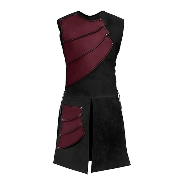 Enhanced Maxbell Men's Medieval Waistcoat Laced Sleeveless Vest for Cosplay Red XL Breathable