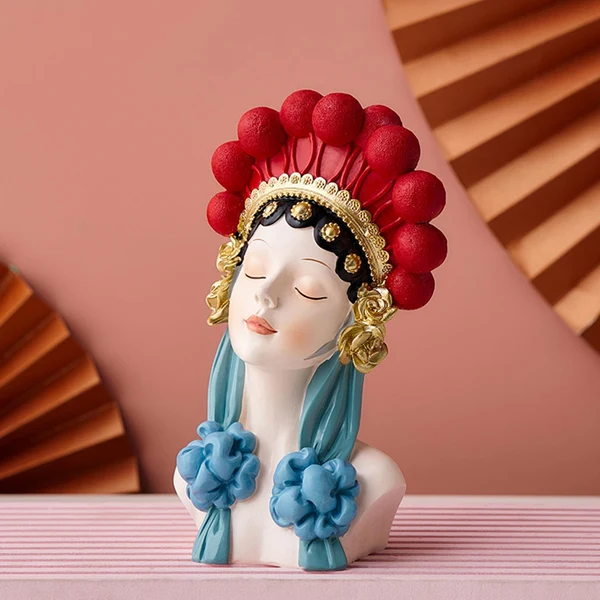 Elite Maxbell Peking Opera Doll Statue Sculpture Figurine for Living Room Desktop Home Modern