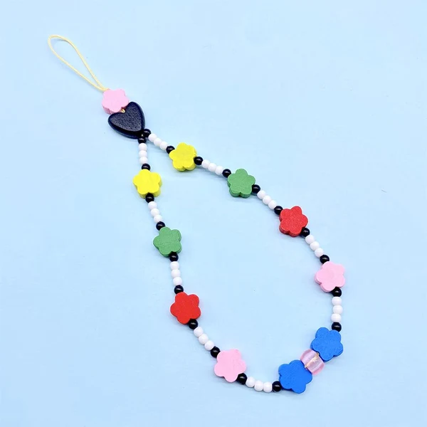 Casual Maxbell Flower Beaded Phone Lanyard Beads Key Chain for Girls Wide Usage Premium High-Grade