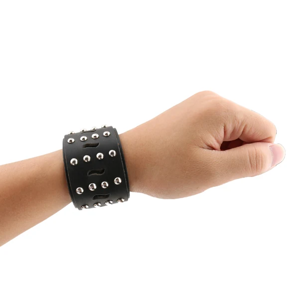 Unique Maxbell Leather Cuff Silver Studs Bracelet Leather Wide Steampunk Bangle Jewelry Official