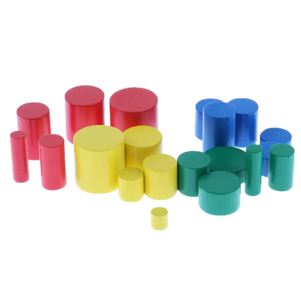 Easy-to-Use Maxbell Beechwood Montessori Knobless Cylinders Blocks Family Set Kids Childrens Early Educational Toys High-Quality