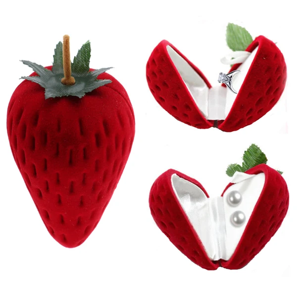 Sophisticated Maxbell Small Strawberry Jewelry Box Wedding Party Earring Gift Trinket Accessory Organic