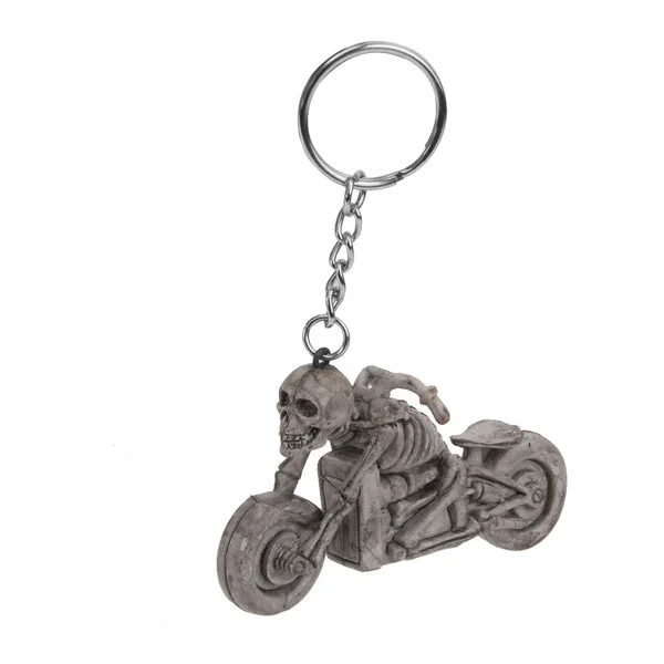 Convenient Maxbell Big Motorcycle Skull Skeleton Rider Pendant Purse Bag Keyring Keychain Gift Reusable