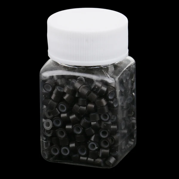 Official Maxbell Lot of 500 pcs Silicone Hair Extension Loops Micro Color Ring Beads Brown Refined