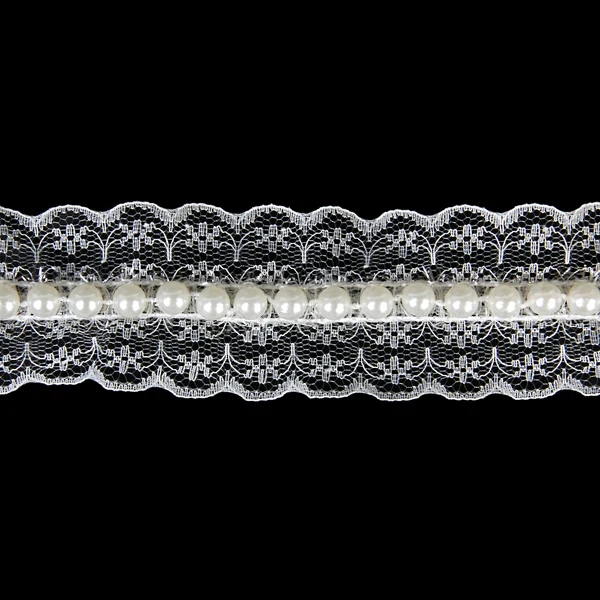 Expertly Made Maxbell White Faux Pearls Lace Trim DIY Sewing Applique 100cm x 4.5cm Lightweight