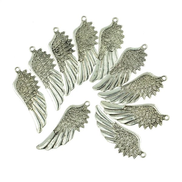Clean Maxbell 10 Piece 3D Large Antique Silver Angel Wing Charm Pendant Jewelry DIY Making Eco-Friendly