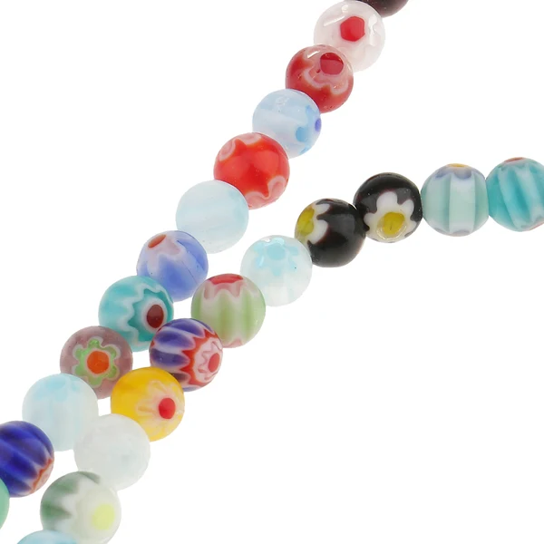 Powerful Maxbell Whole Mix Colors Millefiori Flower Lampwork Glass Round Beads Loose Spacer Beads DIY Accessories 6mm Exclusive