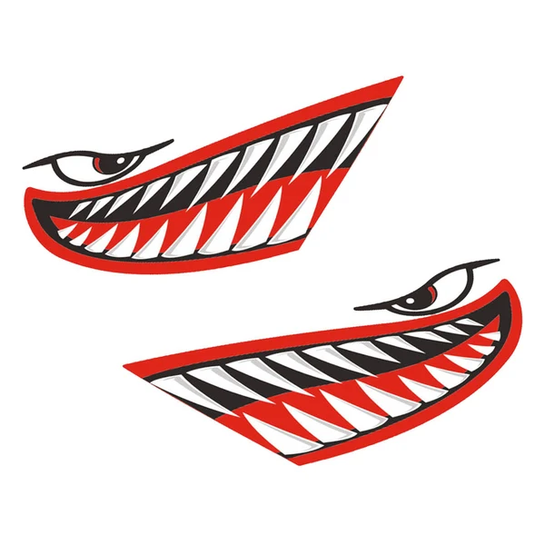 Premium Material Maxbell 4 Pieces Vinyl Large Shark Teeth Mouth Decals Stickers for Kayak Canoe Boat Contemporary