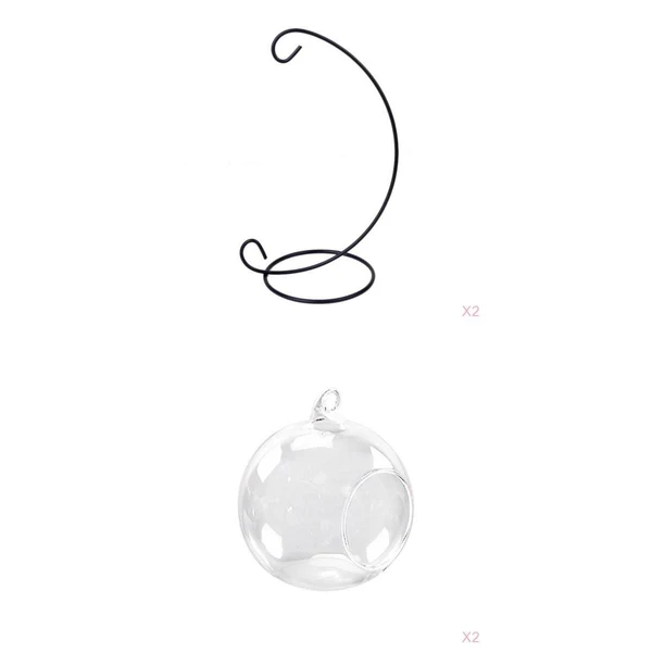 Carefully Designed Hanging Glass Flower Vase Bottle Hydroponic Terrarium Container Stand 2 Set PACK Original Design