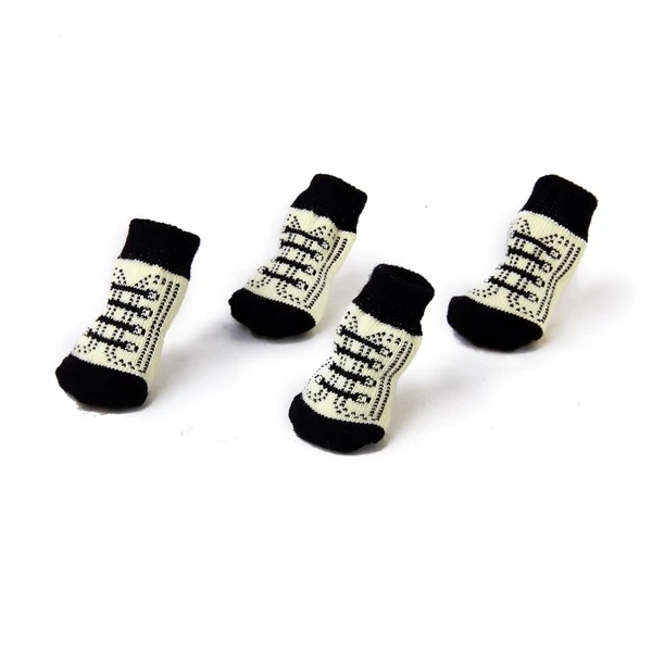 Top-Quality Maxbell Maxbell Fashionable Skid Warm Cute Shoelace Pattern Dog Socks Pet Supplies Beige Black White L PACK OF 4PCS Reliable