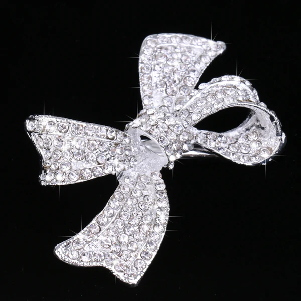 Casual Maxbell Metal Shiny Hair Grip Silver Diamante Crystal Bow Hair Clip Slide Crocodile Barrette Wedding Party Hair Accessory Unique
