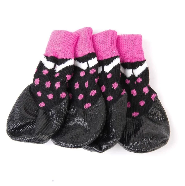 Smooth Maxbell Maxbell Waterproof Comfortable Snug Polka Dot Design Dog Socks Pet Supplies Black Pink White 3 PACK OF 4PCS Detailed