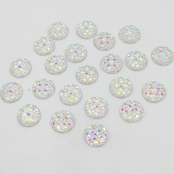 Refined Maxbell 50 Pieces Resin Round Rhinestone Cabochon Flatback Scrapbooking Craft 12mm White Relaxed