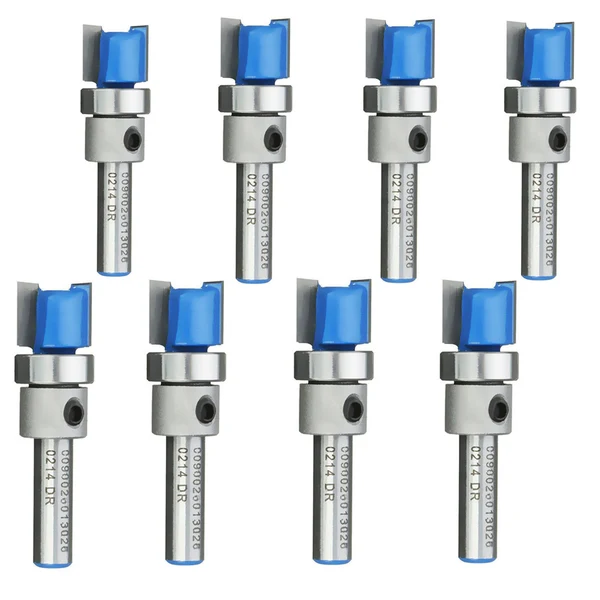 Outstanding Maxbell 8PCS Set 1 4'' Shank Bearing Flush Trim Pattern Router Bit Milling Cutter two flute carbide cutters for Woodworking Tool Natural