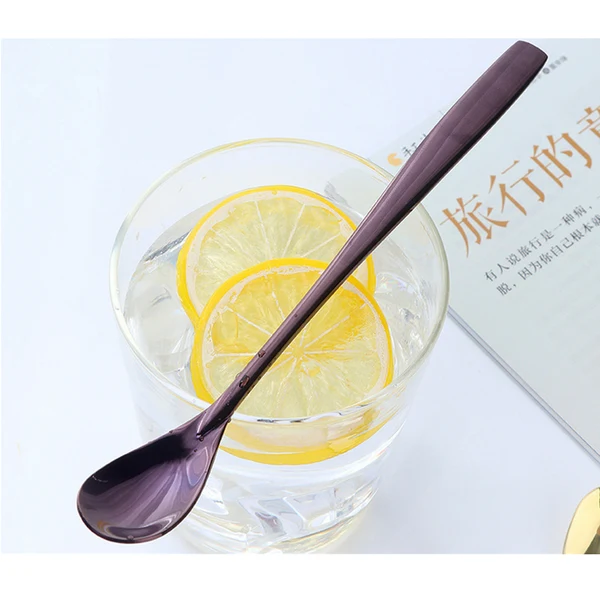Healthy Maxbell 3pcs Stainless Steel Long Handle Spoon for Ice Cream Sundae Coffee Purple Easy-to-Use