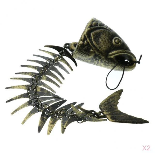 Solid Maxbell 2pcs Decorative Fishbone Outdoor Chime Hanging Decor Patio Garden Balcony Trendy