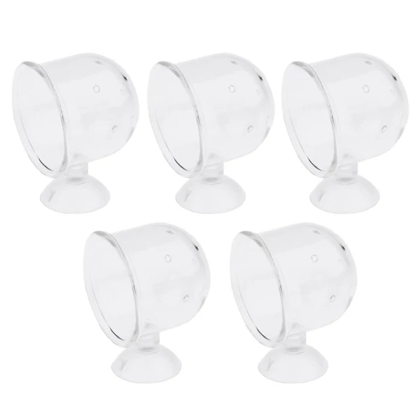 Certified 5Pcs Glass Pot Plant Cup Holder Aquarium Fish Tank Red Worm Feeder Pinhole Recyclable