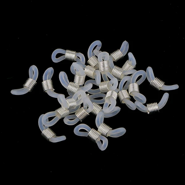 Reusable Maxbell 50pcs Black Clear Rubber Ends Retainer Connector Holder for Eyeglass Chain Detailed