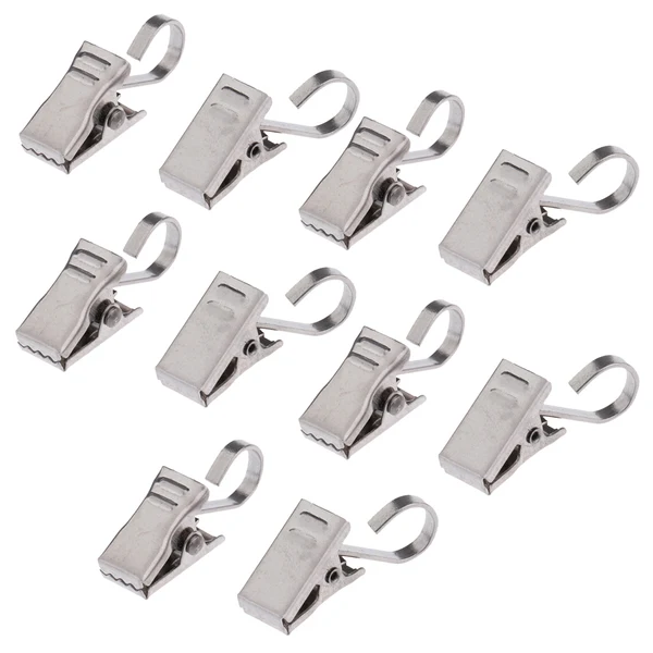 Exclusive Maxbell 30x Metal Curtain Clips with Hook Curtain Glider Clip Hanger Heavy Duty 35mm Silver High-Grade