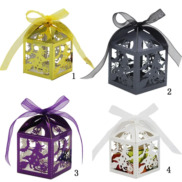 Luxury Maxbell Maxbell 50Pcs Halloween Hollow Out Candy Boxes Wedding Party Baby Shower Black Relaxed