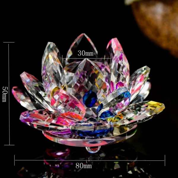 Fashionable Mini Buddhist Crystal Glass Lotus Flower Model Feng Shui Decor 8x5cm Multi High-Performance