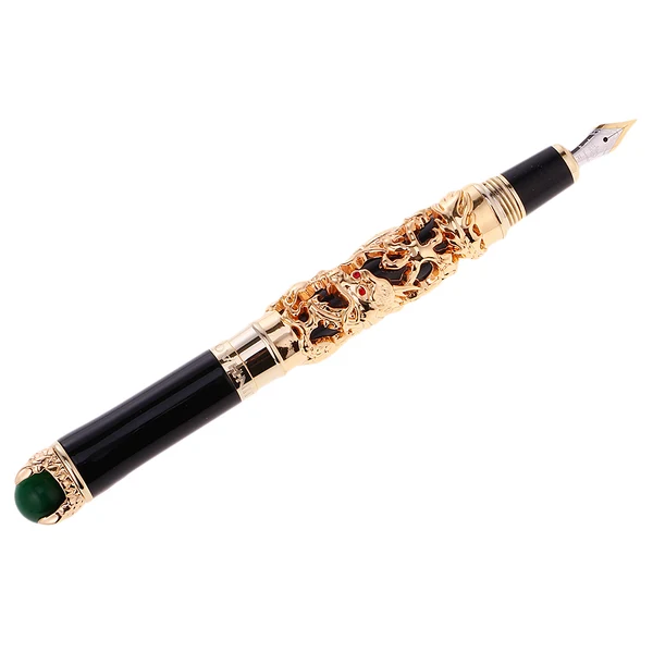 Elegant Maxbell JINHAO Golden DRAGON KING PLAY PEARL FINE 18KGP NIB FOUNTAIN PEN High-Quality
