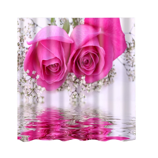 Fine Crafted Maxbell Natural Scenery Shower Curtain Waterproof Bath Decor Pink Rose Superior