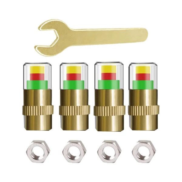 Original Design Maxbell 4 Pieces 2.4 Bar Car Tire Pressure Monitor Valve Stem Caps 3 Color for Bike Gold Fast