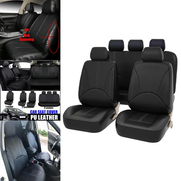 Superior Maxbell Car Seat Covers Classic Washable Luxurious for Most Car Su Auto Parts Black 9pcs Stylish