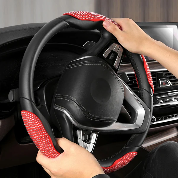Natural Maxbell 2Pcs Steering Wheel Covers Non Slip Durable for Diameter 38cm Truck Red white User-Friendly