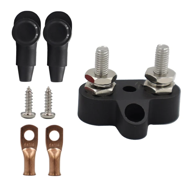Sustainable Maxbell Battery Terminal Block M6 Stainless Steel Heavy Duty for Car RV Truck Black 2x Studs World-Class