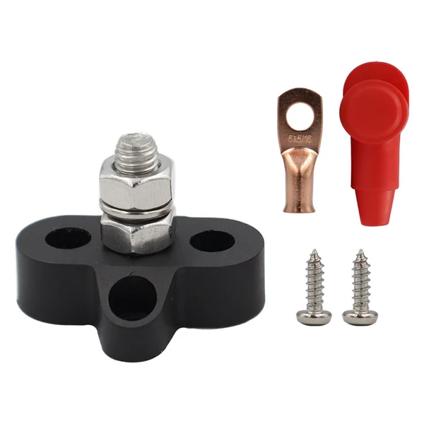 Enhanced Maxbell power Distribution Terminal Block Kits 48V for Truck Car RV Black Single Stud Relaxed