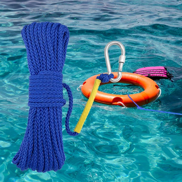 Durable Maxbell Fishing Nylon Rope with Spring Hook for Magnet Fishing Retrieving Items Blue Optimized