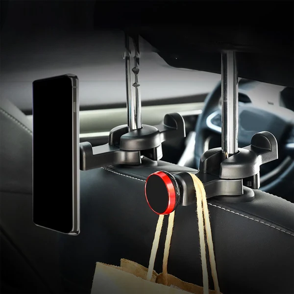 Recyclable Maxbell Car Seat Back Hook with Phone Holder Accessories for Clothes Bags Silver Exclusive