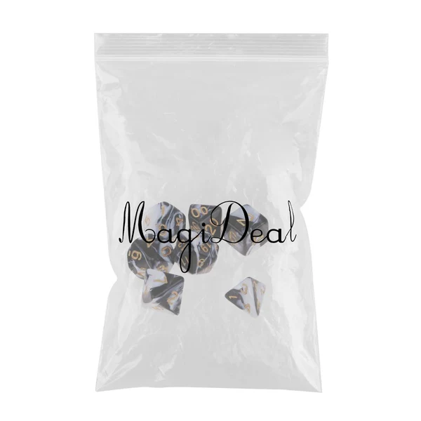Advanced Maxbell 7PCS Polyhedral Dice 16mm for Dungeons and Dragons Party Games - Black White Reusable