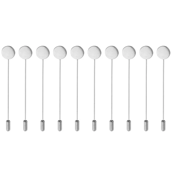 Original Design Maxbell 10 Pieces Empty Base 1.2cm Lapel Stick Pin Hat Scarf Brooch DIY Craft Silver Optimized