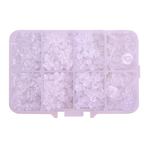 Refined Maxbell 1666 Pieces Clear Plastic Rubber Silicone Bullet Clutch Earring Safety Backs Stoppers Tube Back for Fish Hook Earring Earring Studs Trendy