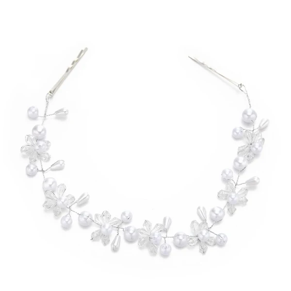 Healthy Maxbell Silver Pearls Beads Vine Headband Tiara Wedding Prom Bridal Hair Accessory Fashionable