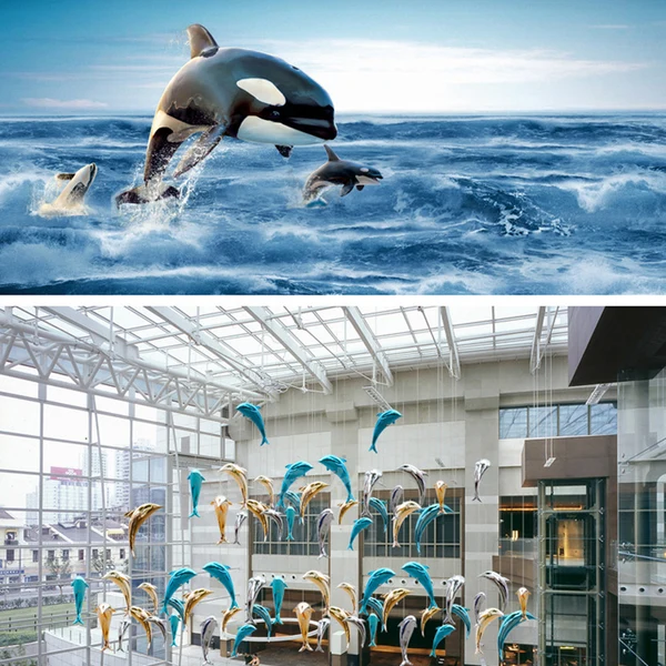 Modern Maxbell Wall Art Hanging Decor Resin Dolphin Pendant Wall Ceiling Decor Yellow S Clean