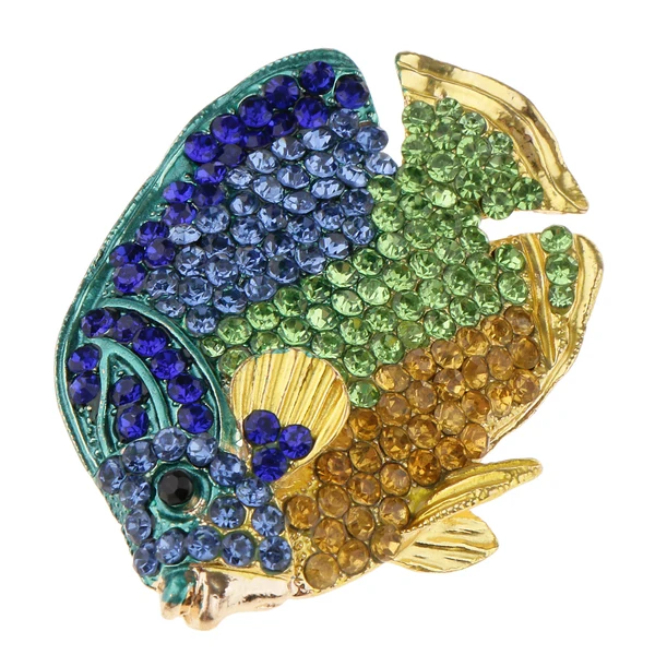 Eco-Friendly Maxbell Cute Rhinestone Crystal Fish Pins Brooch Ladies Fashion Jewelry Gifts Blue Pure