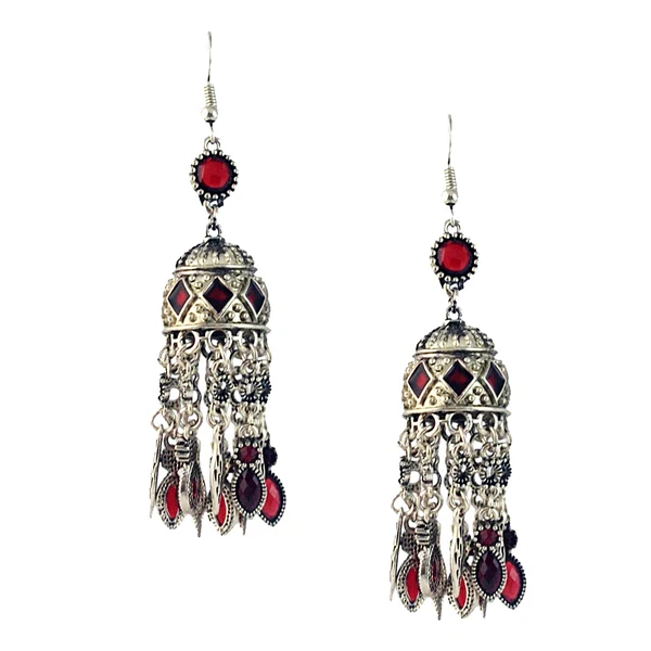 Convenient Maxbell Vintage Women Long Dangle Colorful Gemstone Bohemian Tassel Earrings Red Elite