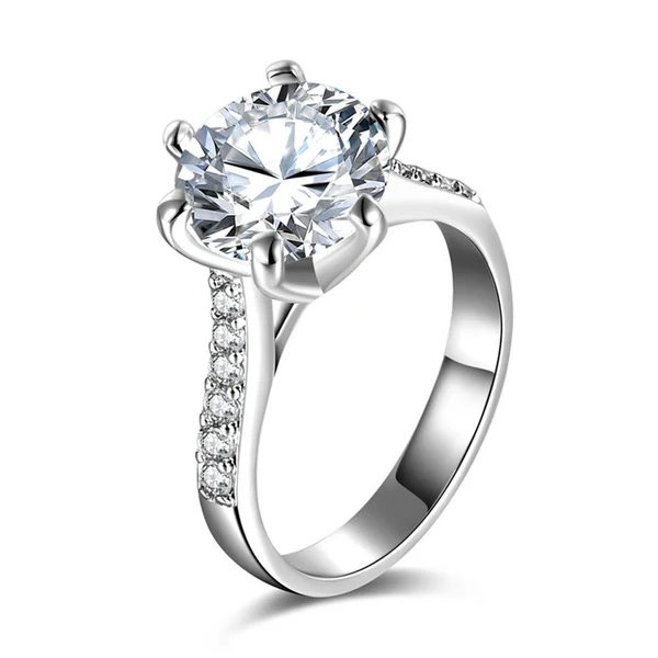 Exclusive Maxbell Six Claw AAA Zircon Rhinestone Stone Band Ring Fashion Jewelry 7 Convenient
