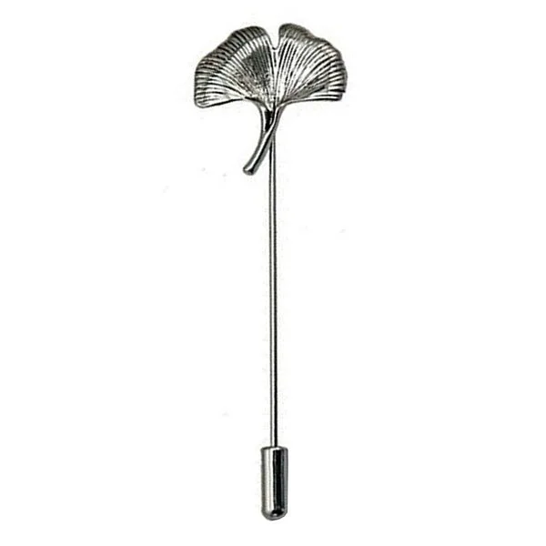 Soft Maxbell Vintage Ginkgo Leaf Brooch Stick Pin Tie Hat Scarf Badge Breastpin Silver Certified