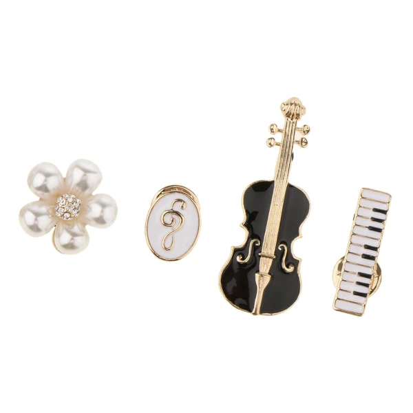 Enhanced Maxbell 4 Pcs Women Heart Bowknot Crystal Violin Piano Flower Brooch Pins Sets Type3 Reliable