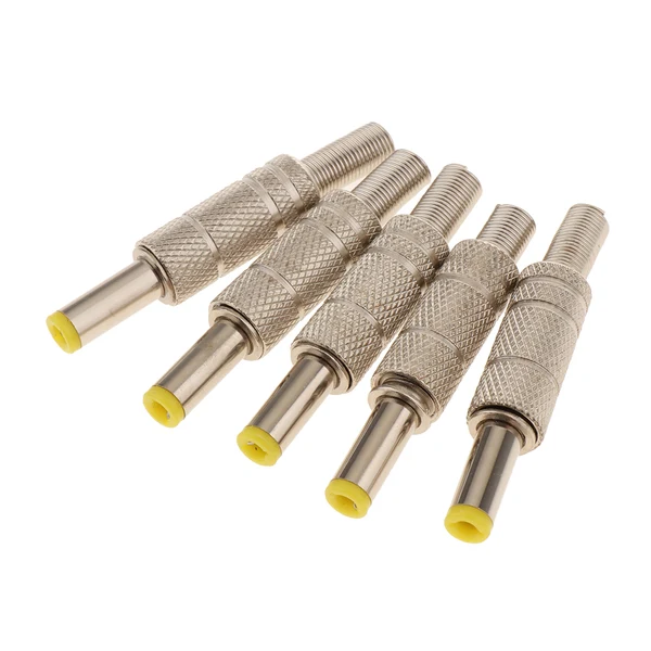 High-Performance Maxbell 5 Pieces DC 5.5x2.5mm Power Male Plug Welding Adapter Connector Metal Shell Powerful
