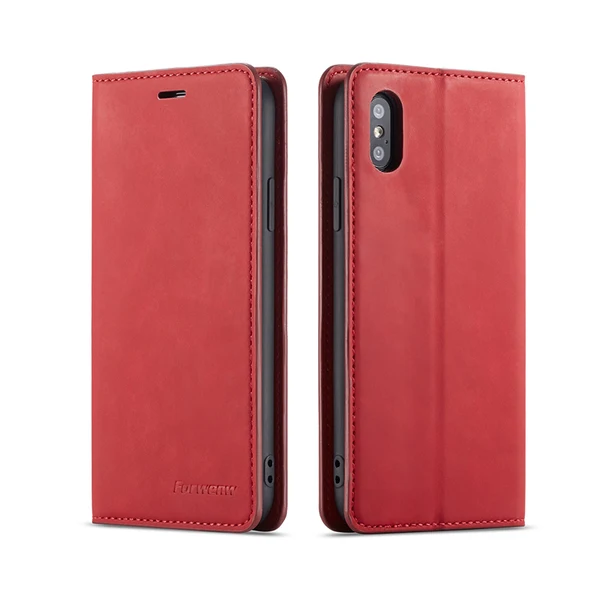 Soft Maxbell Red Artificial Leather Mobile Phone Protective Case for iPhone X XS Luxury