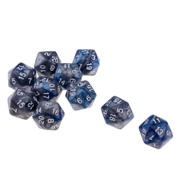 Verified Maxbell 10pcs 20-Sided Dice Polyhedron Dices for D D TRPG Cup Game Blue Grey Premium Material